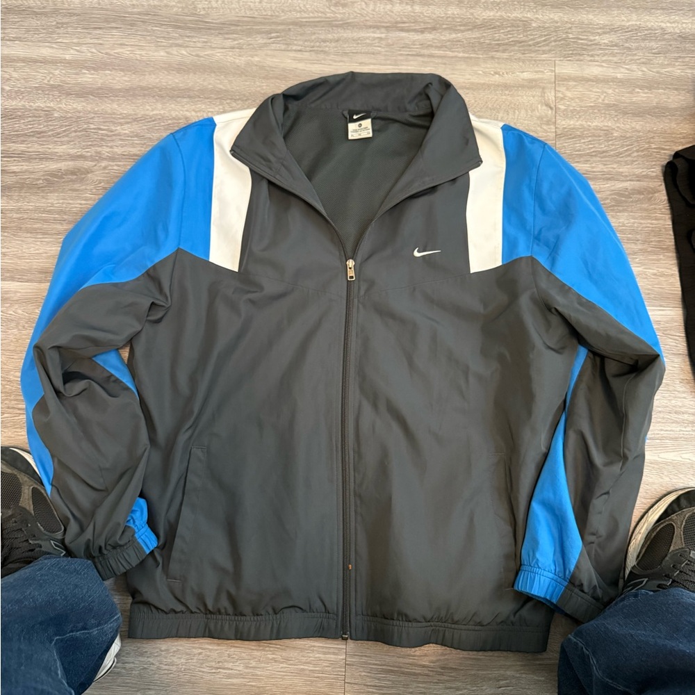 Y2K Nike Track Jacket Mens Size XL Blue Colorblock Windbreaker Full Zip Athletic